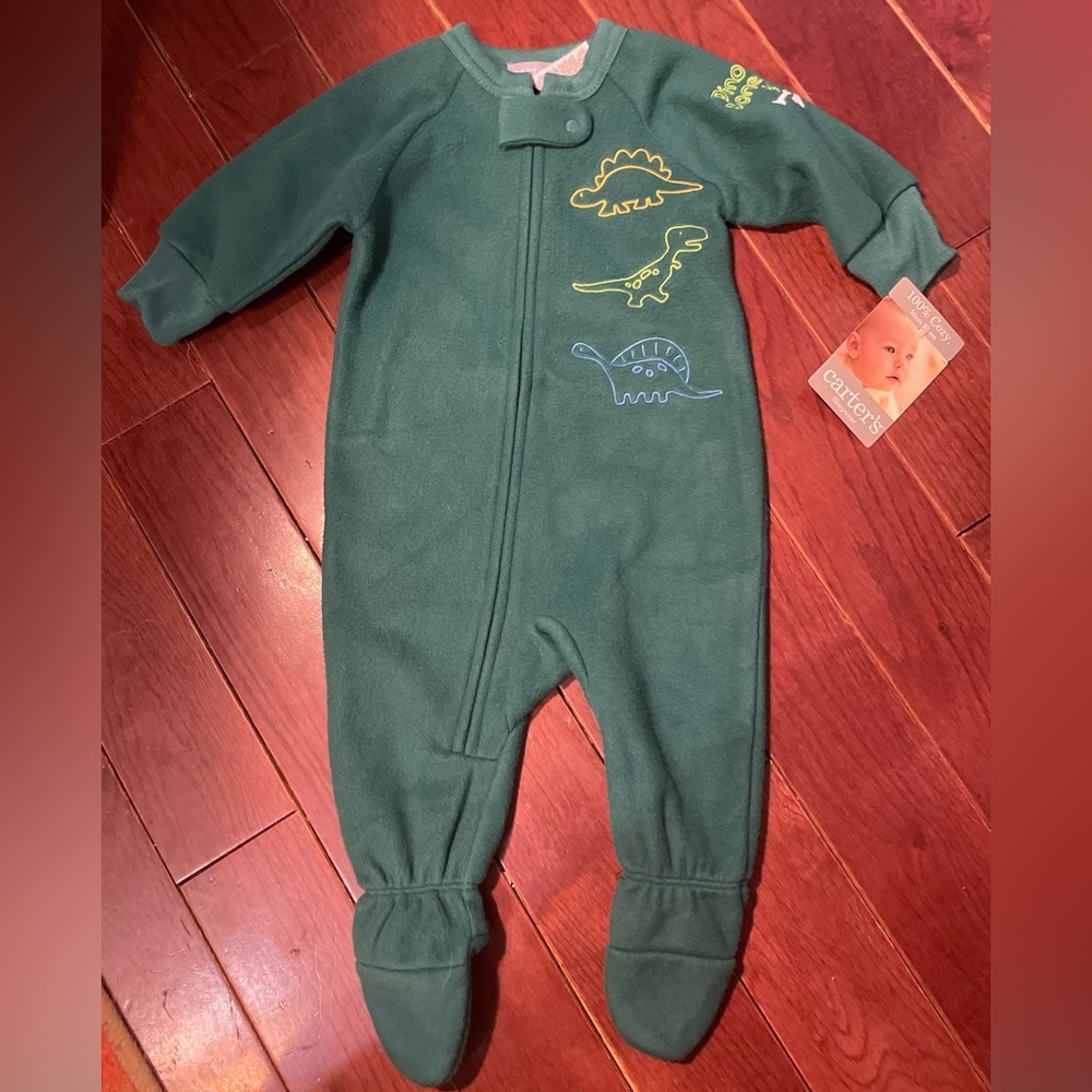 Vintage NWT Carter’s Baby Boy Blanket Sleeper Dinosaur Bone Jammies PJs 6 Months